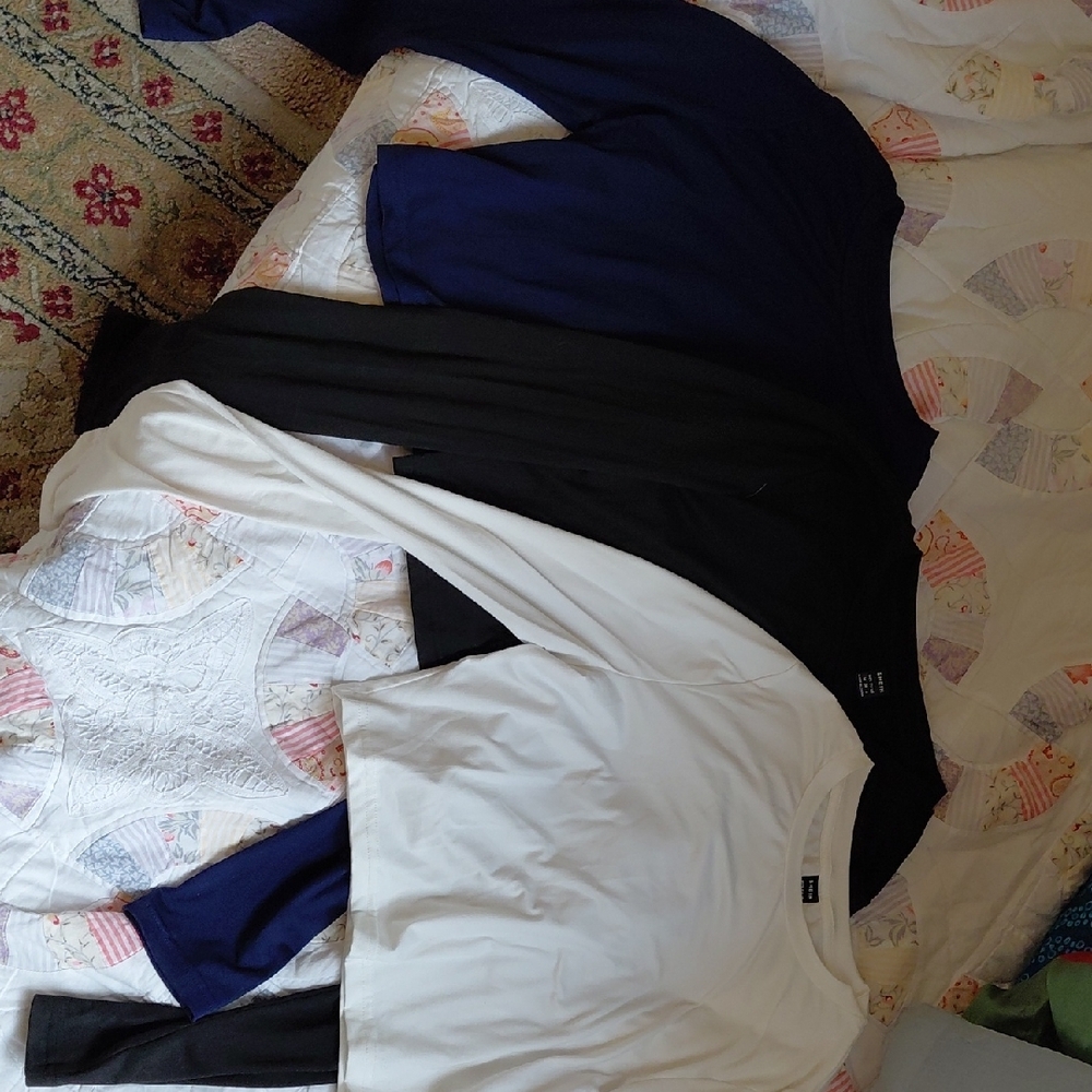 SHEIN Long Sleeve Tees - Black, White, And Blue